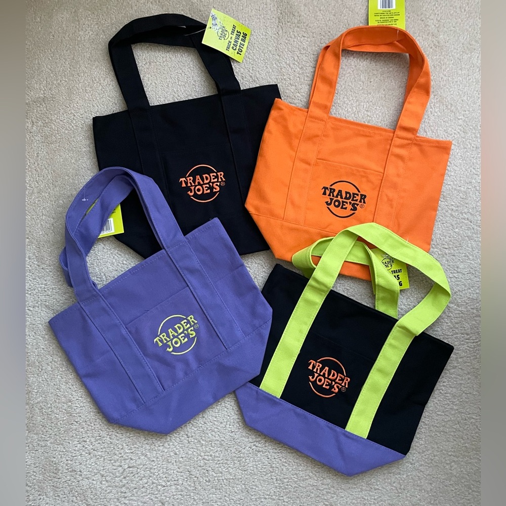 Trader Joe’s Trick or Treat Canvas Tote Bag 
Lot of 4
